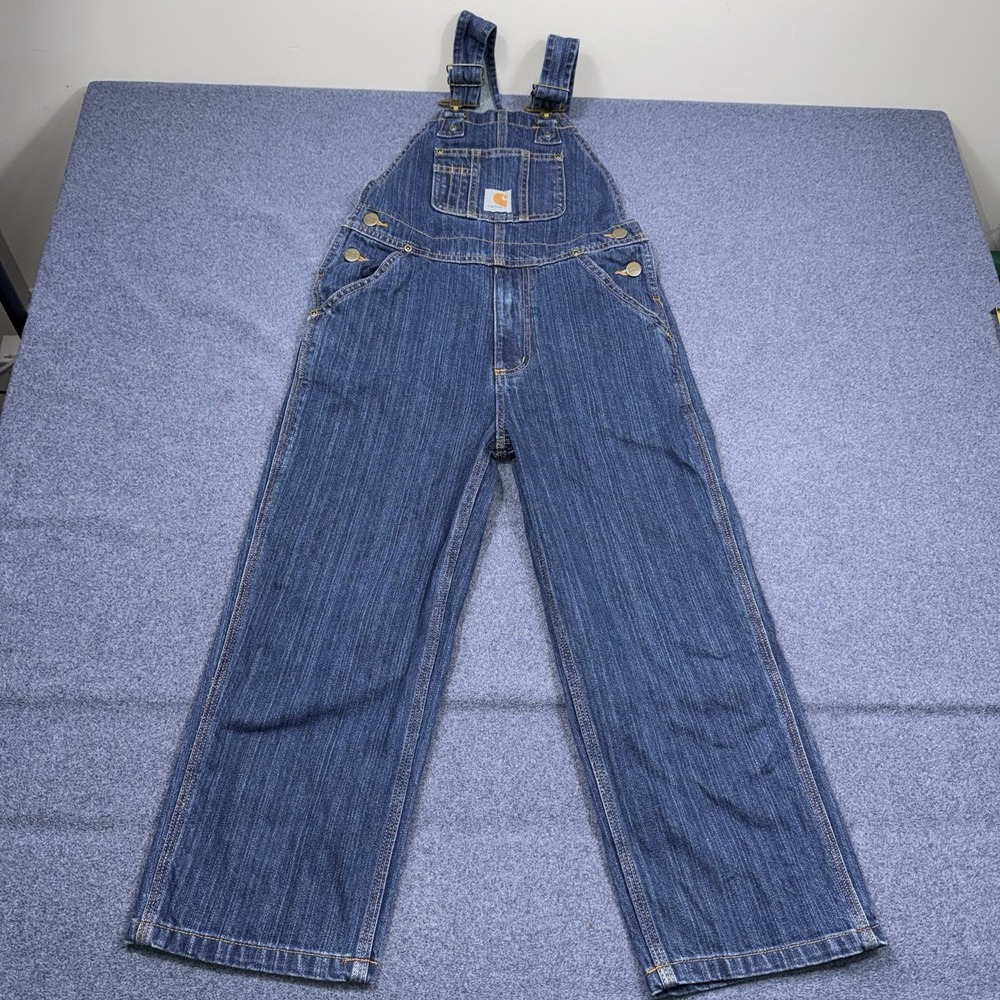 Carhartt Kid Overalls Master Cloth Sanforized Denim Bibs Pants Jean Size 7